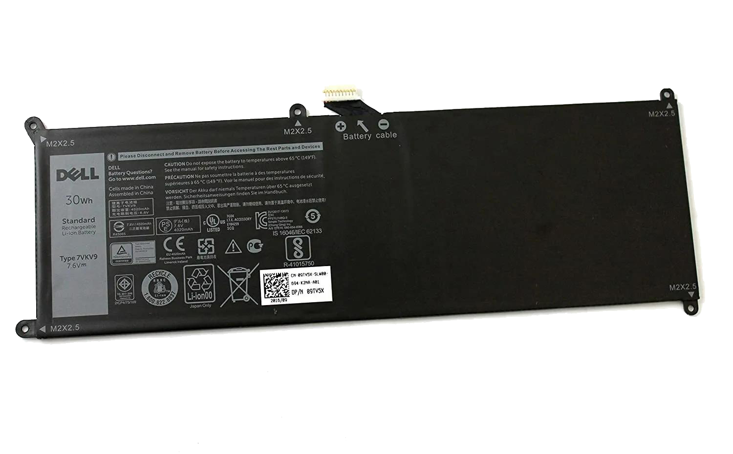 (image for) Original 30Wh Laptop Battery Dell 7VKV9 07VKV9 9TV5X V55D0
