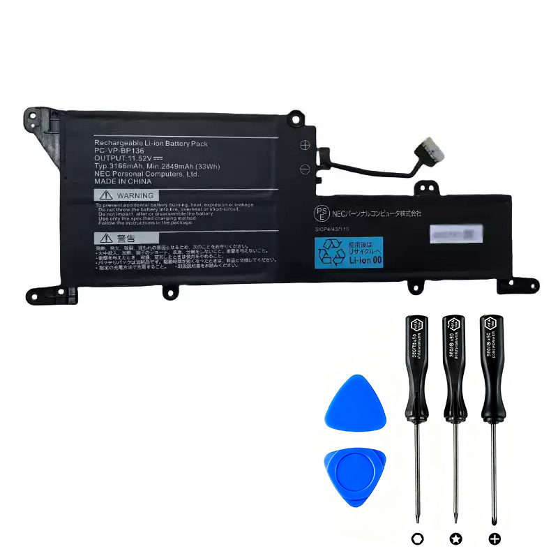 3166mAh 33Wh NEC PC-VP-BP136 3ICP4/43/110 Battery (image for) 3166mAh 33Wh NEC PC-VP-BP136 3ICP4/43/110 Battery